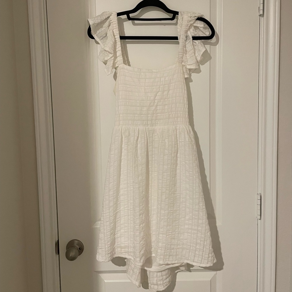 Love Riche White Smocked Ruffled Sundress